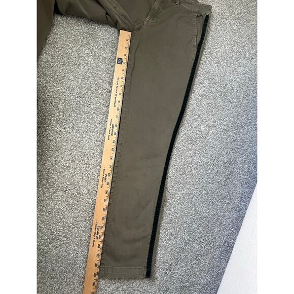 Anthropologie Relaxed Striped Chino Pants Velvet Army Green Boho Womens Size 30 - Picture 11 of 13